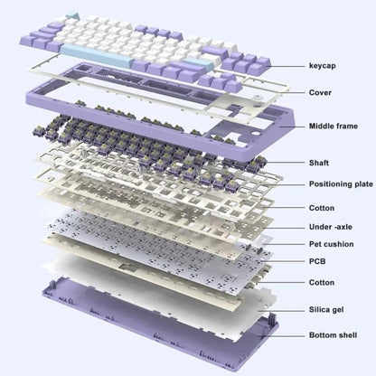 Ajazz AK870 Wireless Bluetooth Tri-mode Mechanical Keyboard RGB DIY Custom Hot Swap Gaming Keyboard, Style: Flying Fish Axis Purple - Wireless Keyboard by Ajazz | Online Shopping UK | buy2fix