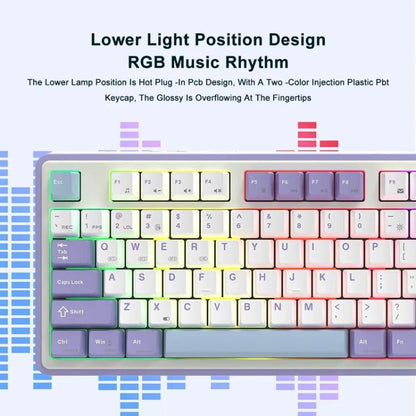 Ajazz AK870 Wireless Bluetooth Tri-mode Mechanical Keyboard RGB DIY Custom Hot Swap Gaming Keyboard, Style: Flying Fish Axis Purple - Wireless Keyboard by Ajazz | Online Shopping UK | buy2fix