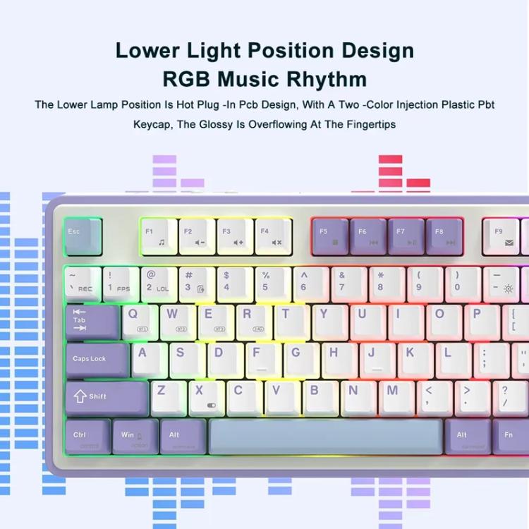 Ajazz AK870 Wireless Bluetooth Tri-mode Mechanical Keyboard RGB DIY Custom Hot Swap Gaming Keyboard, Style: Flying Fish Axis Gradient Gray - Wireless Keyboard by Ajazz | Online Shopping UK | buy2fix