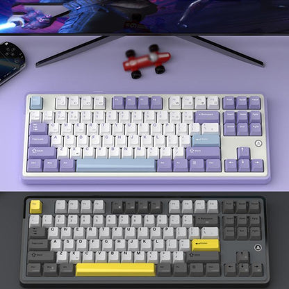 Ajazz AK870 Wireless Bluetooth Tri-mode Mechanical Keyboard RGB DIY Custom Hot Swap Gaming Keyboard, Style: Flying Fish Axis Purple - Wireless Keyboard by Ajazz | Online Shopping UK | buy2fix