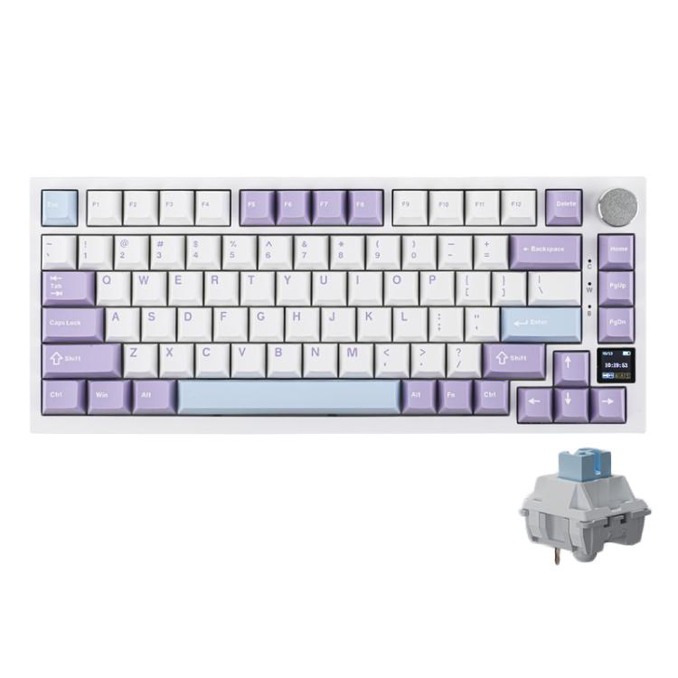 Ajazz AK820 Pro Wireless Bluetooth Tri- mode Custom Hot Swap Gasket Mechanical Gaming Keyboard With TFT Screen, Color: Flying Fish Spindle Purple - Wireless Keyboard by Ajazz | Online Shopping UK | buy2fix