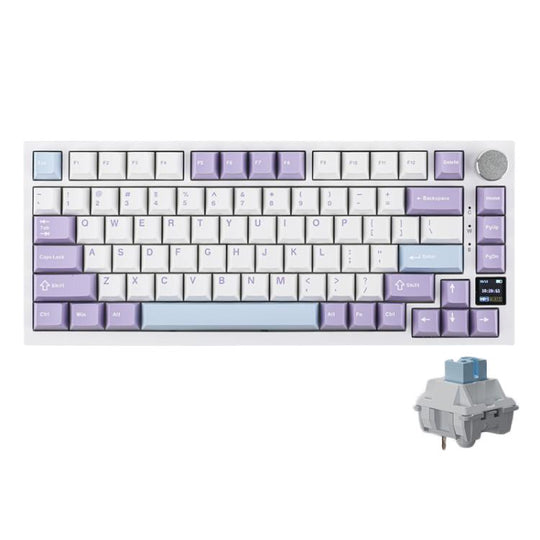 Ajazz AK820 Pro Wireless Bluetooth Tri- mode Custom Hot Swap Gasket Mechanical Gaming Keyboard With TFT Screen, Color: Flying Fish Spindle Purple
