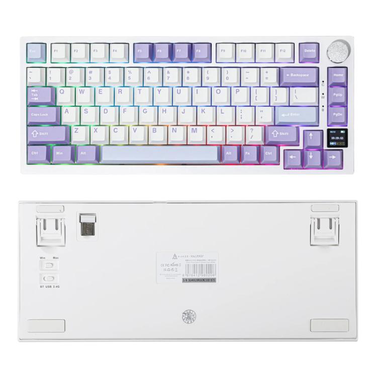 Ajazz AK820 Pro Wireless Bluetooth Tri- mode Custom Hot Swap Gasket Mechanical Gaming Keyboard With TFT Screen, Color: Flying Fish Spindle Purple - Wireless Keyboard by Ajazz | Online Shopping UK | buy2fix