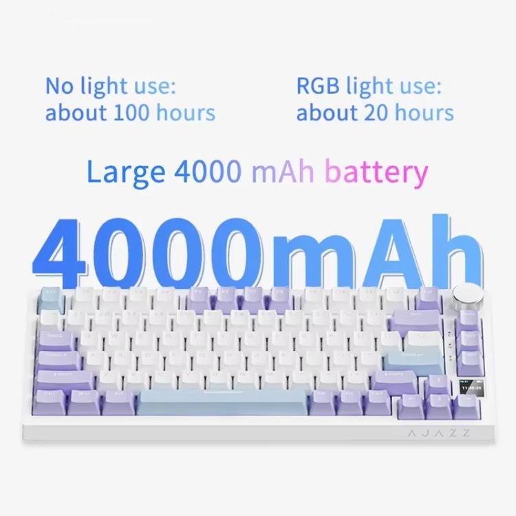 Ajazz AK820 Pro Wireless Bluetooth Tri- mode Custom Hot Swap Gasket Mechanical Gaming Keyboard With TFT Screen, Color: Gift Axis Purple - Wireless Keyboard by Ajazz | Online Shopping UK | buy2fix