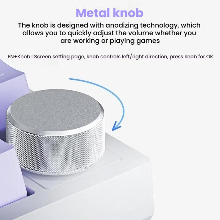 Ajazz AK820 Pro Wireless Bluetooth Tri- mode Custom Hot Swap Gasket Mechanical Gaming Keyboard With TFT Screen, Color: Gift Axis Purple - Wireless Keyboard by Ajazz | Online Shopping UK | buy2fix