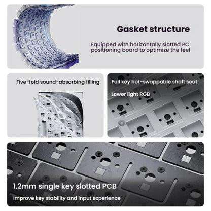 Ajazz AK820 Pro Wireless Bluetooth Tri- mode Custom Hot Swap Gasket Mechanical Gaming Keyboard With TFT Screen, Color: Gift Axis Black - Wireless Keyboard by Ajazz | Online Shopping UK | buy2fix