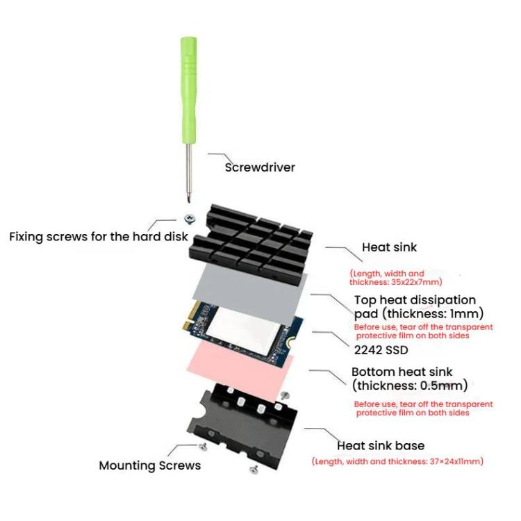 FinalCool  M.2 2242 SSD Solid State Drive Heat Sink Aluminum Radiator(Black) - Hard Drive Bags & Cases by FinalCool | Online Shopping UK | buy2fix