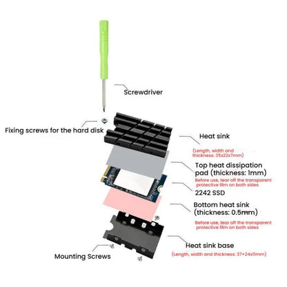 FinalCool  M.2 2242 SSD Solid State Drive Heat Sink Aluminum Radiator(Black) - Hard Drive Bags & Cases by FinalCool | Online Shopping UK | buy2fix