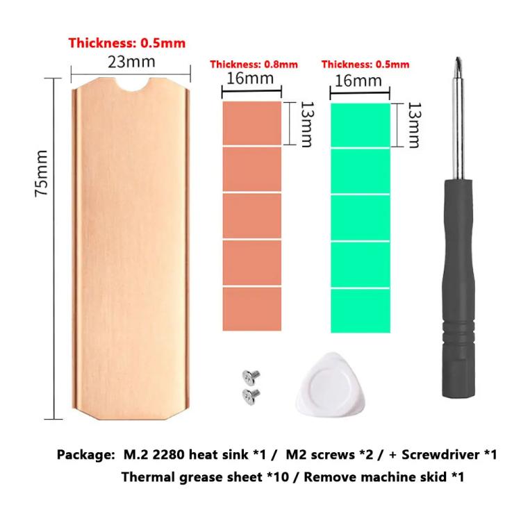 FinalCool M.2 2280 Pure Copper SSD Heat Sink for Game Consoles / Laptops / Mini Hosts - Hard Drive Bags & Cases by FinalCool | Online Shopping UK | buy2fix