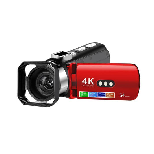 WiFi HD 4K Lightless Colorful Night Vision Digital Video Camera, Color: Red + Lens Hood - Video Cameras by buy2fix | Online Shopping UK | buy2fix