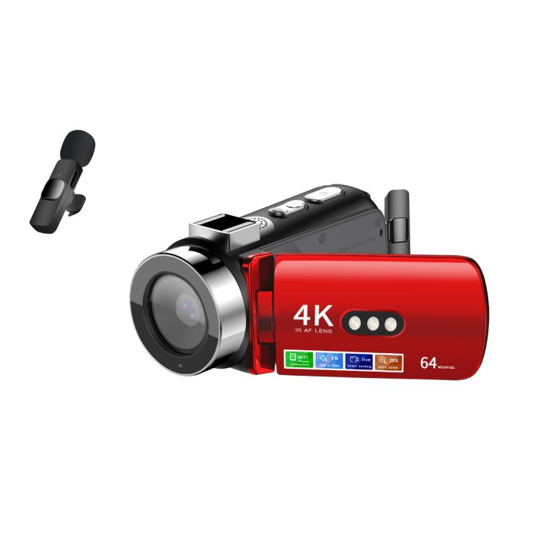 WiFi HD 4K Lightless Colorful Night Vision Digital Video Camera, Color: Red + Wireless Noise Reduction Microphone - Video Cameras by buy2fix | Online Shopping UK | buy2fix