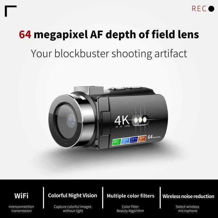 WiFi HD 4K Lightless Colorful Night Vision Digital Video Camera, Color: Red + Lens Hood - Video Cameras by buy2fix | Online Shopping UK | buy2fix