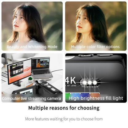 WiFi HD 4K Lightless Colorful Night Vision Digital Video Camera, Color: Black + Fill Light - Video Cameras by buy2fix | Online Shopping UK | buy2fix