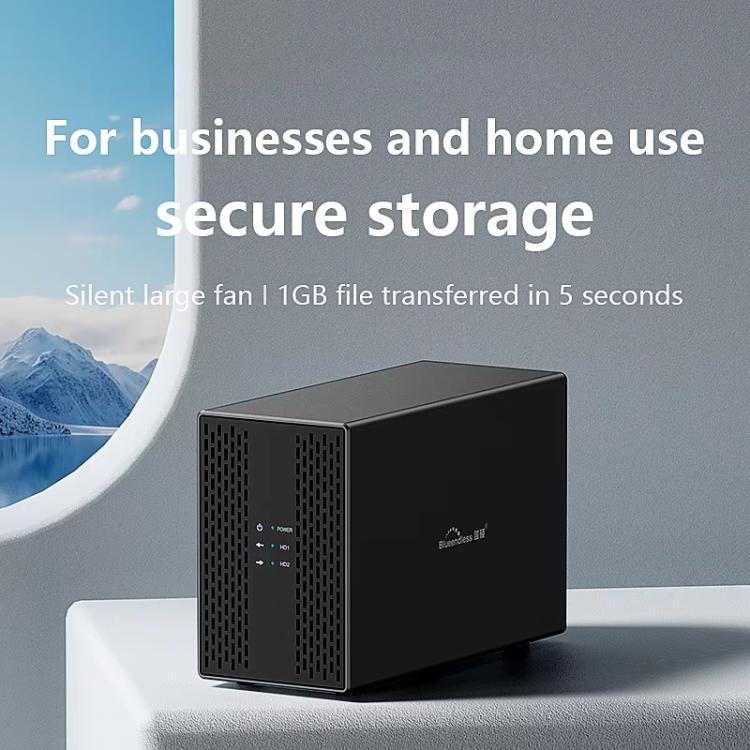 Blueendless DB3502F USB3.0/Type-C Non-array 2.5/3.5-inch Dual-Bay Mobile Hard Disk Box(US Plug) - HDD Enclosure by Blueendless | Online Shopping UK | buy2fix