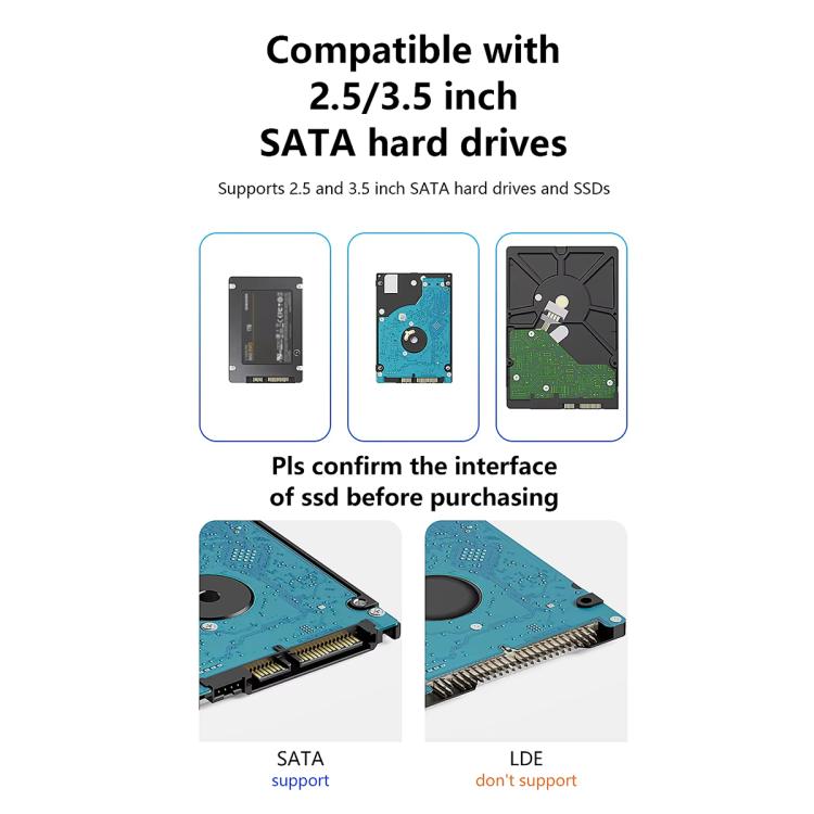 Blueendless DB3502F USB3.0/Type-C Non-array 2.5/3.5-inch Dual-Bay Mobile Hard Disk Box(EU Plug) - HDD Enclosure by Blueendless | Online Shopping UK | buy2fix