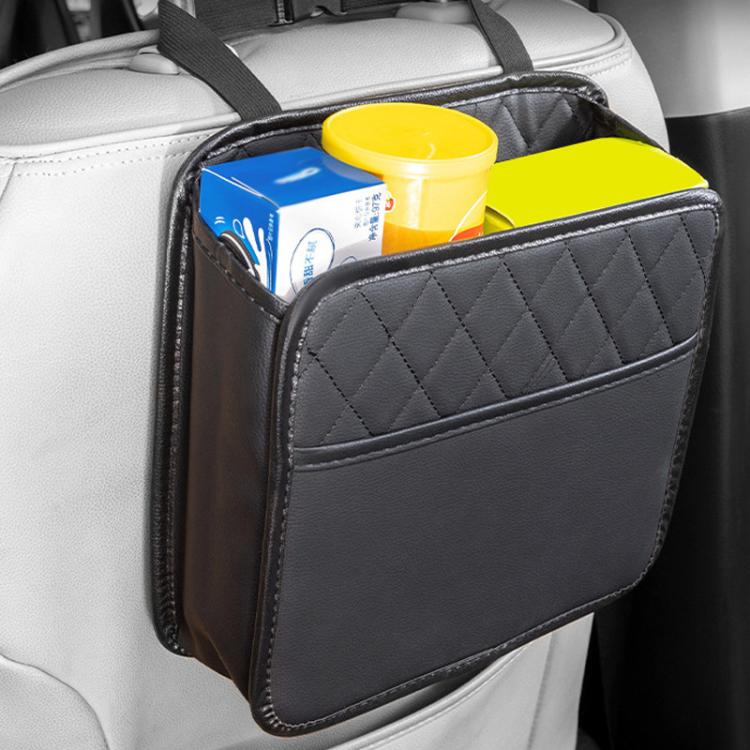 Multifunctional Car Seat Back Storage Bag Car Leather Trash Can Decoration Products(Black) - Stowing Tidying by buy2fix | Online Shopping UK | buy2fix