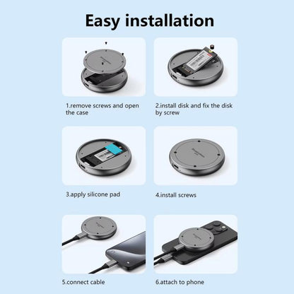 Blueendless M3NPD M.2 NVMe 2230/2242 Magnetic Phone Hard Disk Box with PD Charging Port - HDD Enclosure by Blueendless | Online Shopping UK | buy2fix
