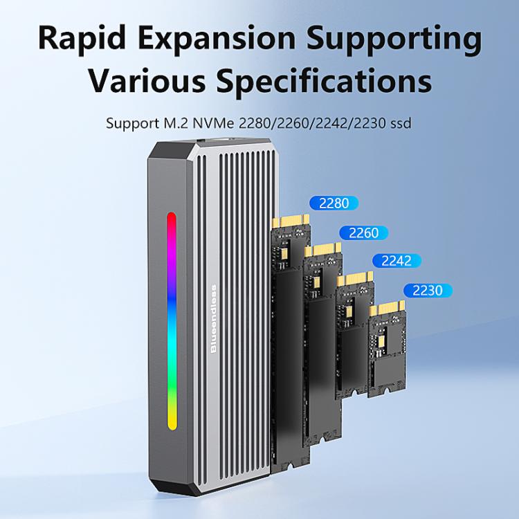 Blueendless M.2 Nvme SSD Box 40Gbps Hard Drive Reader, Spec: USB4 Box with RGB Lights + Fan - HDD Enclosure by Blueendless | Online Shopping UK | buy2fix