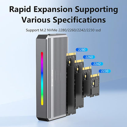 Blueendless M.2 Nvme SSD Box 40Gbps Hard Drive Reader, Spec: USB4 Box with RGB Lights + Fan - HDD Enclosure by Blueendless | Online Shopping UK | buy2fix