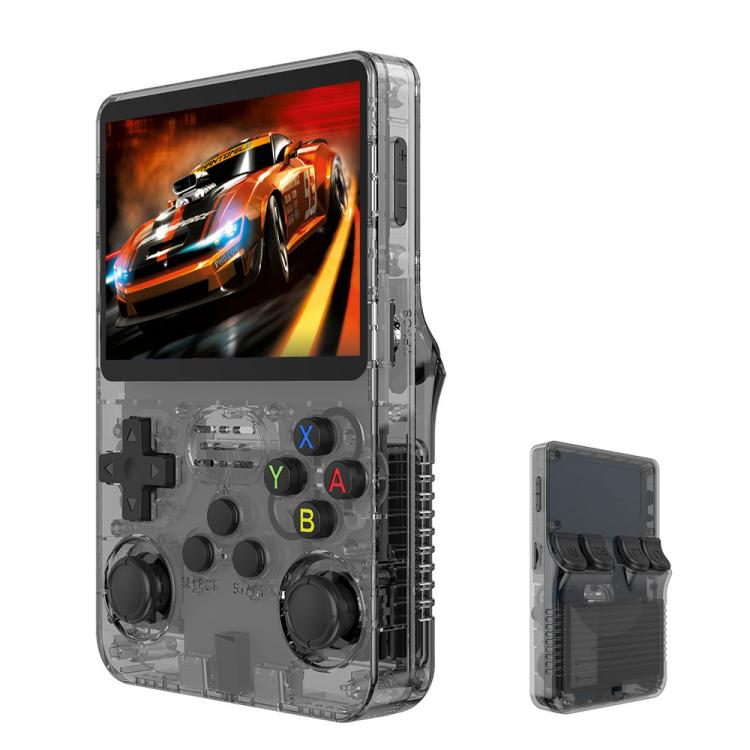 R36S Retro Handheld Game Console Linux System 3.5-Inch Screen Single TF Card Version 64G(Clear Black) - Pocket Console by buy2fix | Online Shopping UK | buy2fix