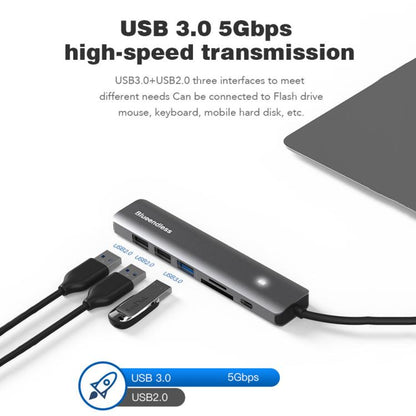 7-in-1 HDMI + PD + USB3.0 + USB2.0 x 2 + SD + TF Blueendless Multifunctional Type-C Docking Station - USB HUB by Blueendless | Online Shopping UK | buy2fix