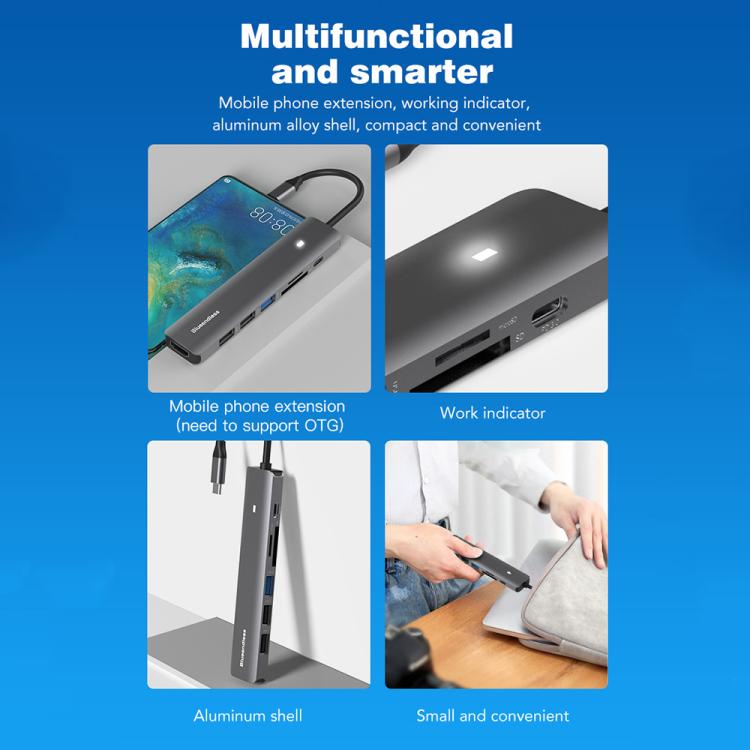 7-in-1 HDMI + PD + USB3.0 + USB2.0 x 2 + SD + TF Blueendless Multifunctional Type-C Docking Station - USB HUB by Blueendless | Online Shopping UK | buy2fix