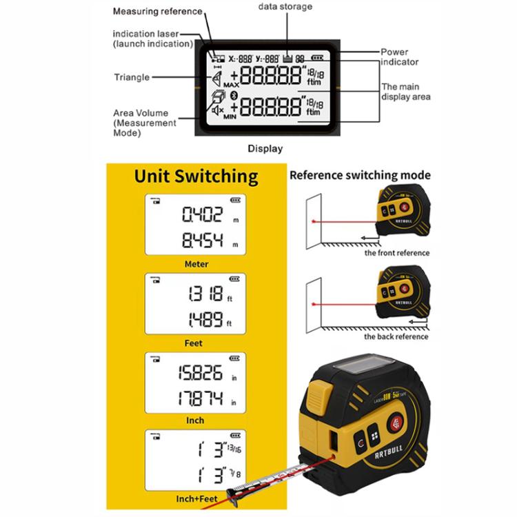 2 in 1 Rechargeable Infrared Laser Rangefinder + 5m Measuring Tape, Specifications: Laser 40m - Laser Rangefinder by buy2fix | Online Shopping UK | buy2fix