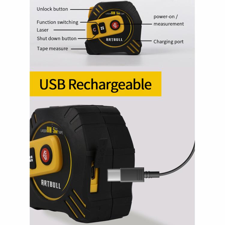 2 in 1 Rechargeable Infrared Laser Rangefinder + 5m Measuring Tape, Specifications: Laser 40m - Laser Rangefinder by buy2fix | Online Shopping UK | buy2fix
