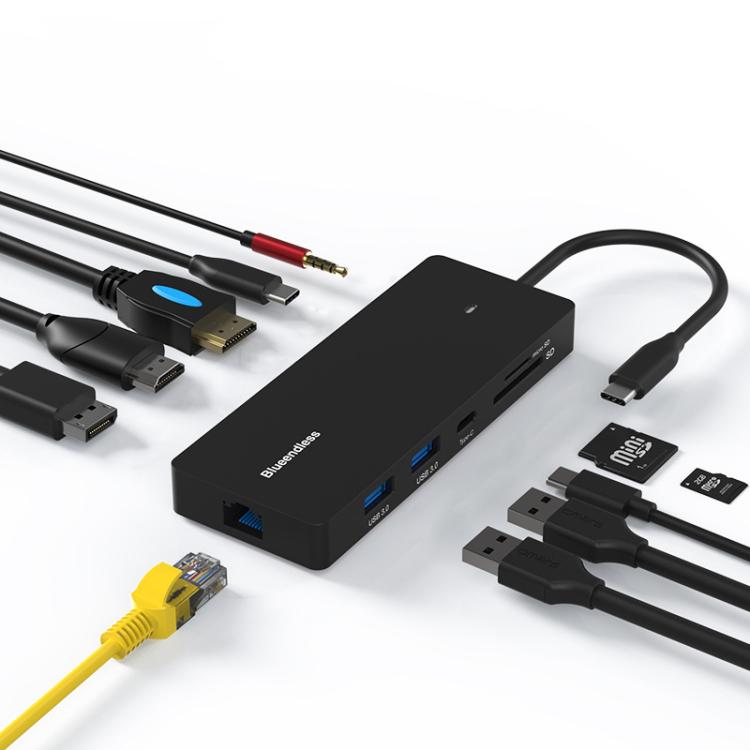 Blueendless Type-C Gigabit Ethernet Port Multi-Screen Different Display HUB, Port: HDMI x 2 + DP - USB HUB by Blueendless | Online Shopping UK | buy2fix