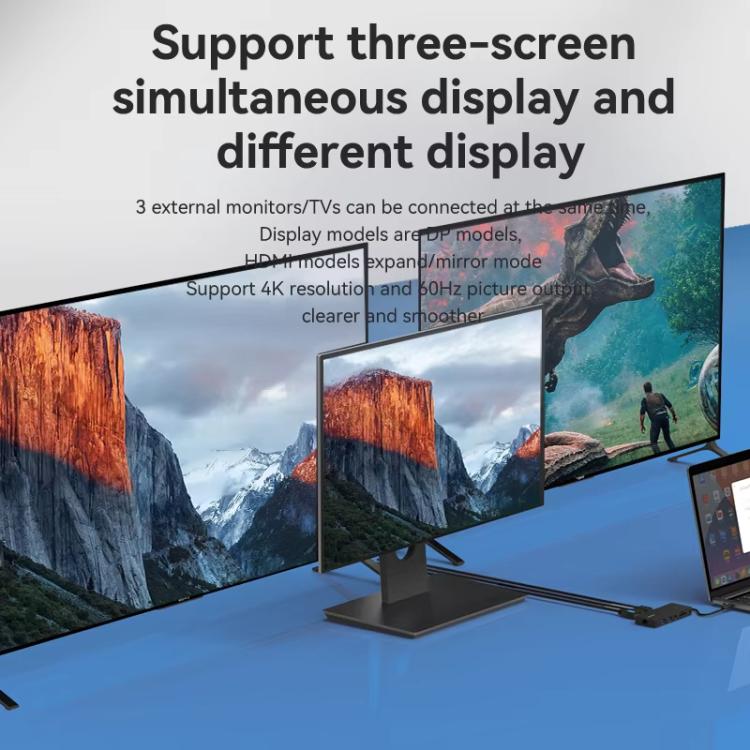 Blueendless Type-C Gigabit Ethernet Port Multi-Screen Different Display HUB, Port: DP x 2 + HDMI - USB HUB by Blueendless | Online Shopping UK | buy2fix