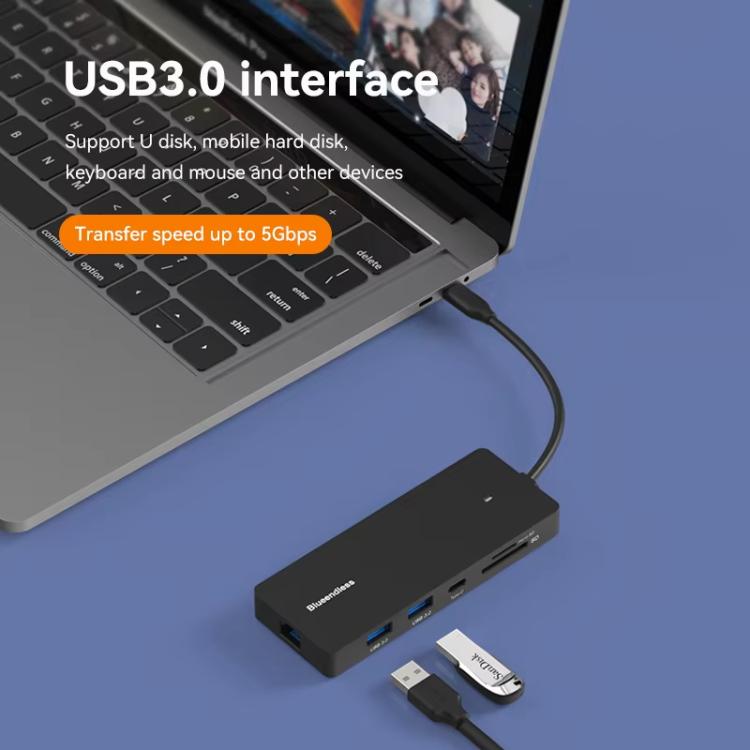 Blueendless Type-C Gigabit Ethernet Port Multi-Screen Different Display HUB, Port: HDMI x 2 + DP - USB HUB by Blueendless | Online Shopping UK | buy2fix