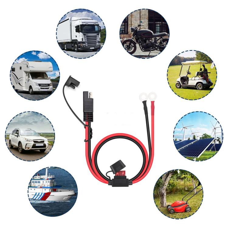 60cm O-Terminal to SAE Power Cable With Fuse Battery Charger Extension Adapter Wire - DIY Cables by buy2fix | Online Shopping UK | buy2fix