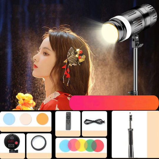 100W+2.1m Tripod 102 LEDs Spotlight Portrait Photography Fill Light Adjustable Focus Triple Color Temperature, CN Plug