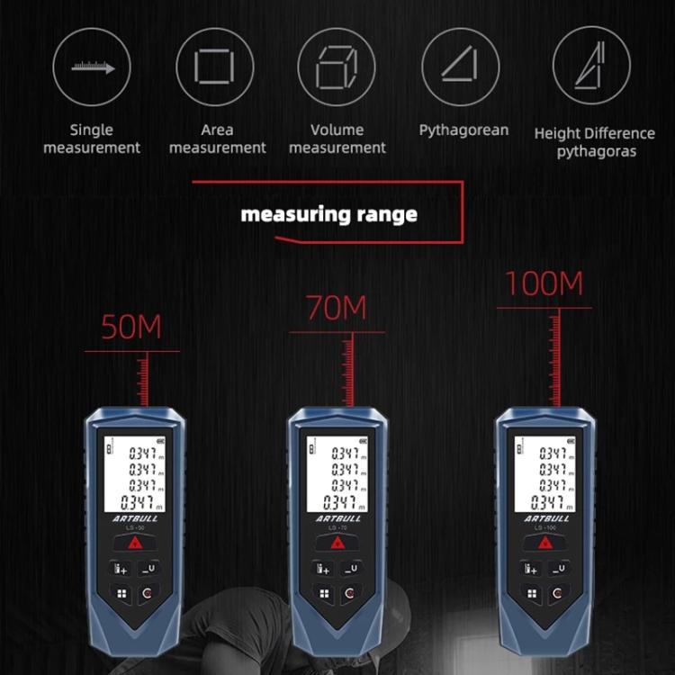 ARTBULL Handheld Infrared Laser Distance Meter Electronic Ruler(50m) - Laser Rangefinder by ARTBULL | Online Shopping UK | buy2fix