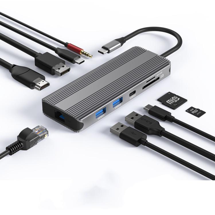 10-in-1 DP+HDMI Dual 8K Blueendless Multifunctional Type-C HD Gigabit Network Docking Station - USB HUB by Blueendless | Online Shopping UK | buy2fix