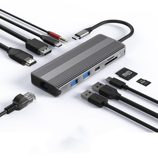 10-in-1 DP+HDMI Dual 8K Blueendless Multifunctional Type-C HD Gigabit Network Docking Station - USB HUB by Blueendless | Online Shopping UK | buy2fix