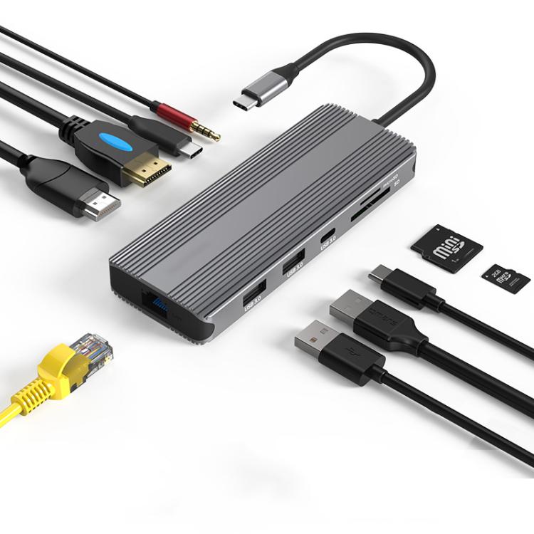 10-in-1 Dual HDMI 8K+4K Blueendless Multifunctional Type-C HD Gigabit Network Docking Station - USB HUB by Blueendless | Online Shopping UK | buy2fix