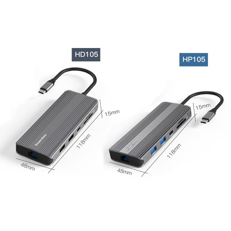 10-in-1 DP+HDMI Dual 8K Blueendless Multifunctional Type-C HD Gigabit Network Docking Station - USB HUB by Blueendless | Online Shopping UK | buy2fix
