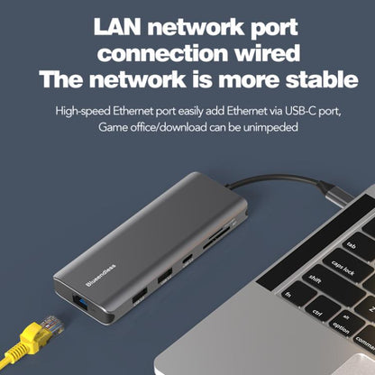 10-in-1 Dual HDMI 8K+4K Blueendless Multifunctional Type-C HD Gigabit Network Docking Station - USB HUB by Blueendless | Online Shopping UK | buy2fix