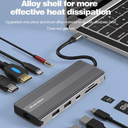 10-in-1 Dual HDMI 8K+4K Blueendless Multifunctional Type-C HD Gigabit Network Docking Station - USB HUB by Blueendless | Online Shopping UK | buy2fix