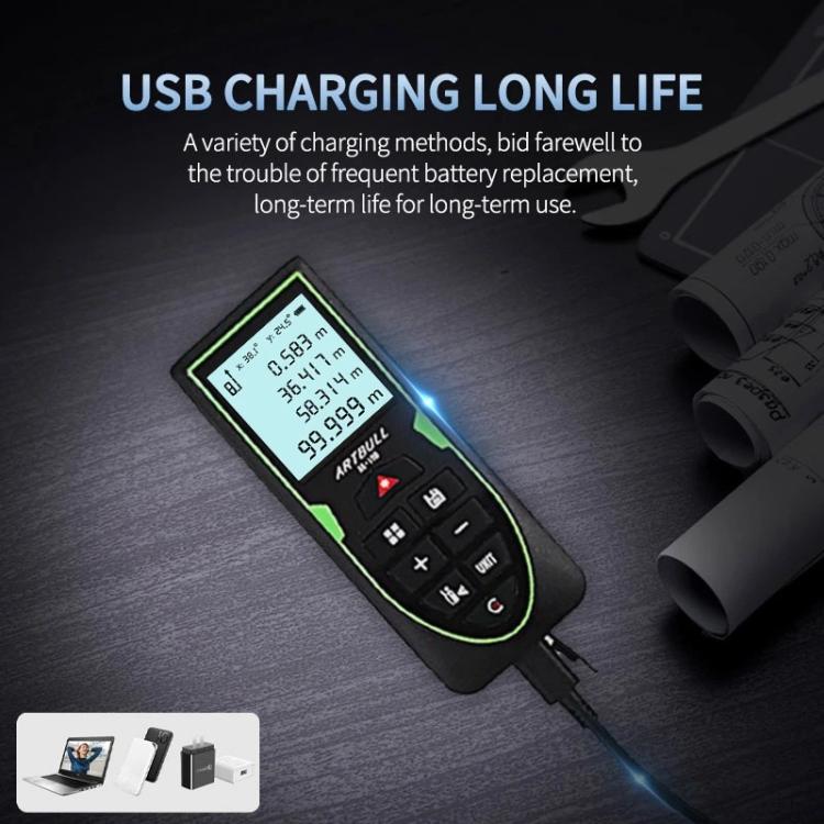 ARTBULL Laser Distance Meter Handheld Room Measuring Instrument Electronic Ruler(100m) - Laser Rangefinder by ARTBULL | Online Shopping UK | buy2fix