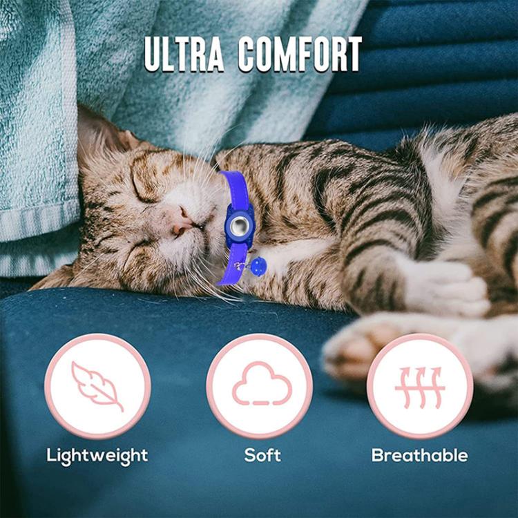 For AirTag Tracker Waterproof Protection Case Pet Leather Collar Anti Lost Cat Locator Collar(Black) - Pet Series by buy2fix | Online Shopping UK | buy2fix