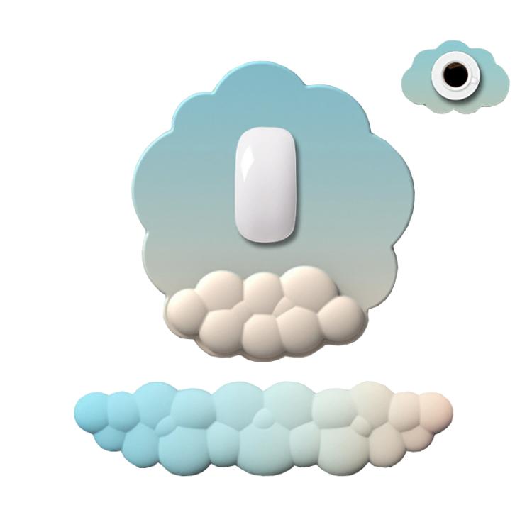 3pcs / Set Cloudy Gradient Memory Foam Silicone Wrist And Keyboard Mouse Pad, Style: Blue+Yellow - Mouse Pads by buy2fix | Online Shopping UK | buy2fix