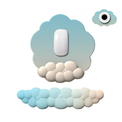 3pcs / Set Cloudy Gradient Memory Foam Silicone Wrist And Keyboard Mouse Pad, Style: Blue+Yellow - Mouse Pads by buy2fix | Online Shopping UK | buy2fix