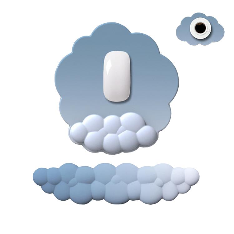 3pcs / Set Cloudy Gradient Memory Foam Silicone Wrist And Keyboard Mouse Pad, Style: Blue+Gray - Mouse Pads by buy2fix | Online Shopping UK | buy2fix