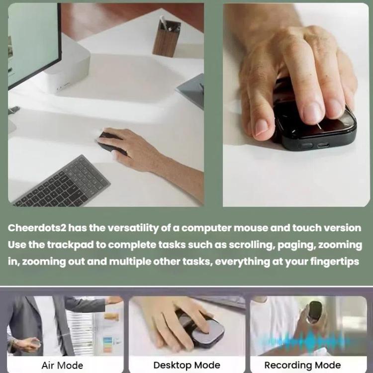 Cheerdots 2 Smart Magnetic Split Air Mouse Wireless Charging Bluetooth Dual Mode Mouse, Color: Black Recording - Wireless Mice by Cheerdots | Online Shopping UK | buy2fix