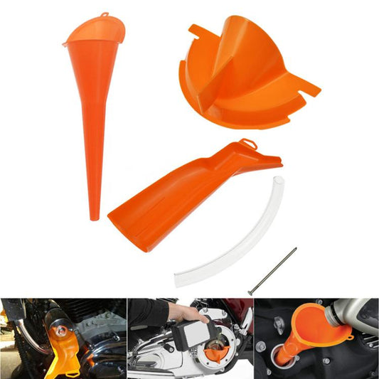 3pcs / Set For Harley Motorcycle Multifunctional Waste Oil Diverter Plastic Funnel(Orange) - Others by buy2fix | Online Shopping UK | buy2fix