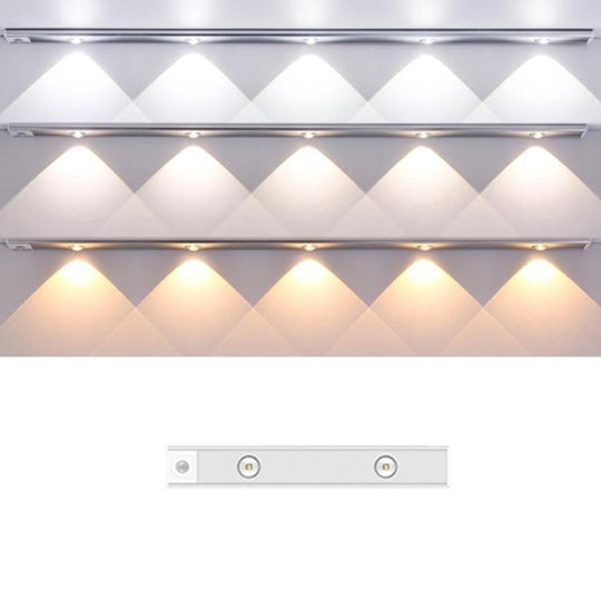 20cm Rechargeable Motion Sensor Light Bar Cabinet Wardrobe Lamp With Remote Control(Silver)