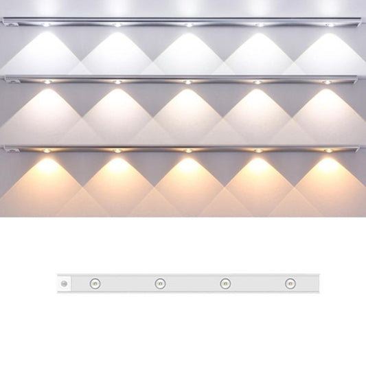60cm Rechargeable Motion Sensor Light Bar Cabinet Wardrobe Lamp With Remote Control(Silver) - Sensor LED Lights by buy2fix | Online Shopping UK | buy2fix