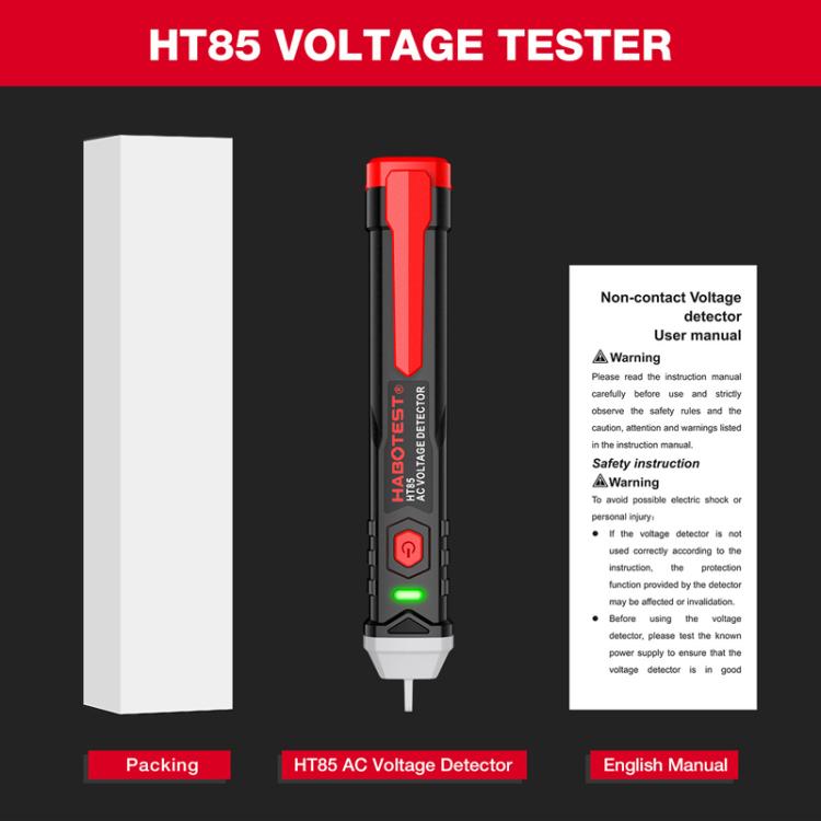 HABOTEST HT85 Non-Contact Electricity Tester AC Voltage Detector(Black Red) - Current & Voltage Tester by HABOTEST | Online Shopping UK | buy2fix